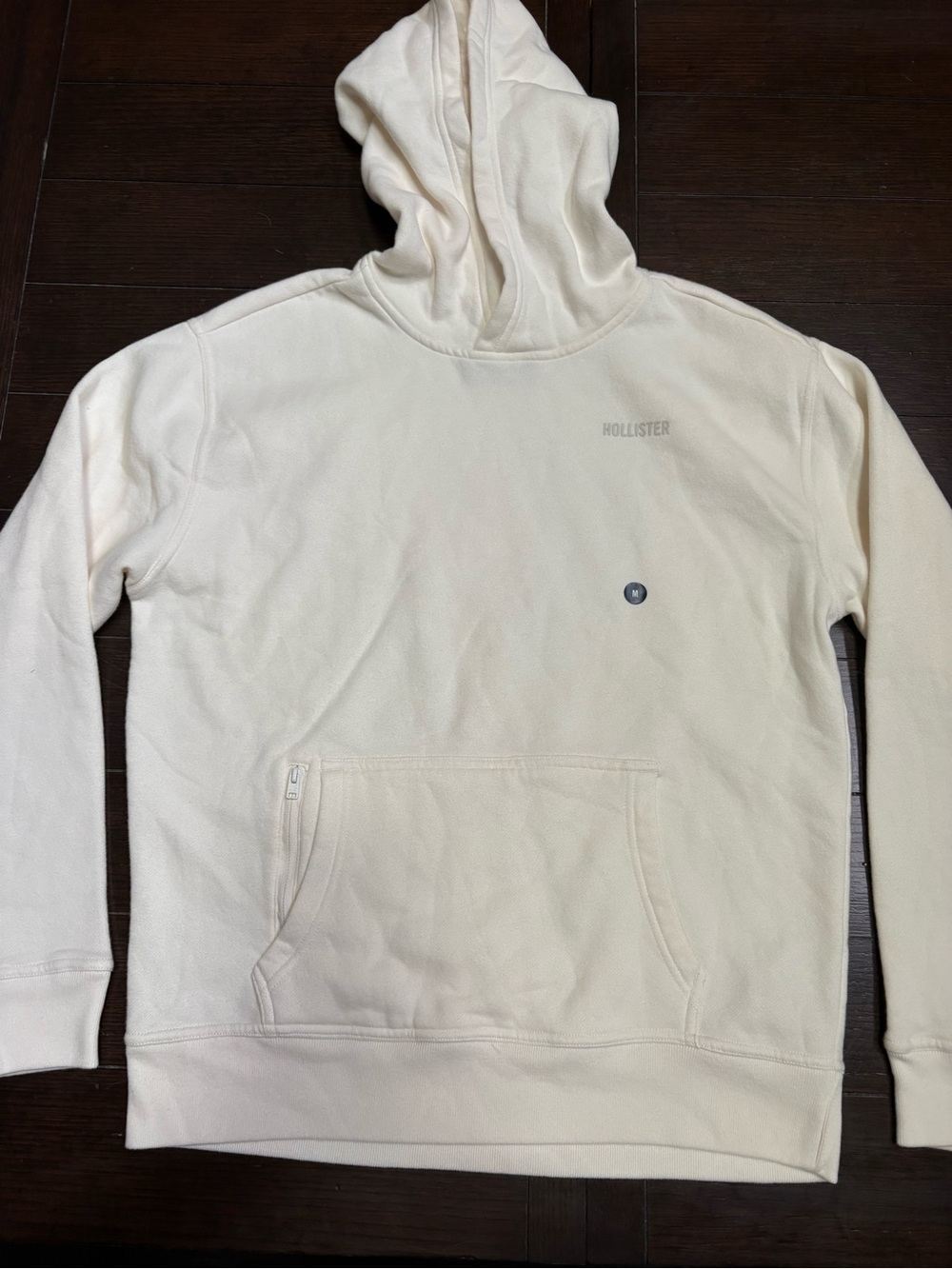 Hollister Men's Ivory/Cream Hooded Pullover Sweatshirt